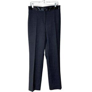 Akris Punto Womens Gray Trousers With Faux Leather Waistband Slim Fit Size 14